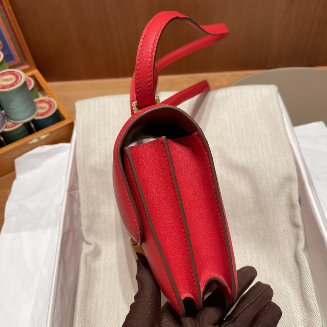 에르메스 콘스탄스18 레드 골드브라운 금장 스위프트